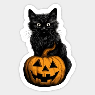 Vintage Halloween Shirt Black Cat Pumpkin Jack O Lantern Sticker